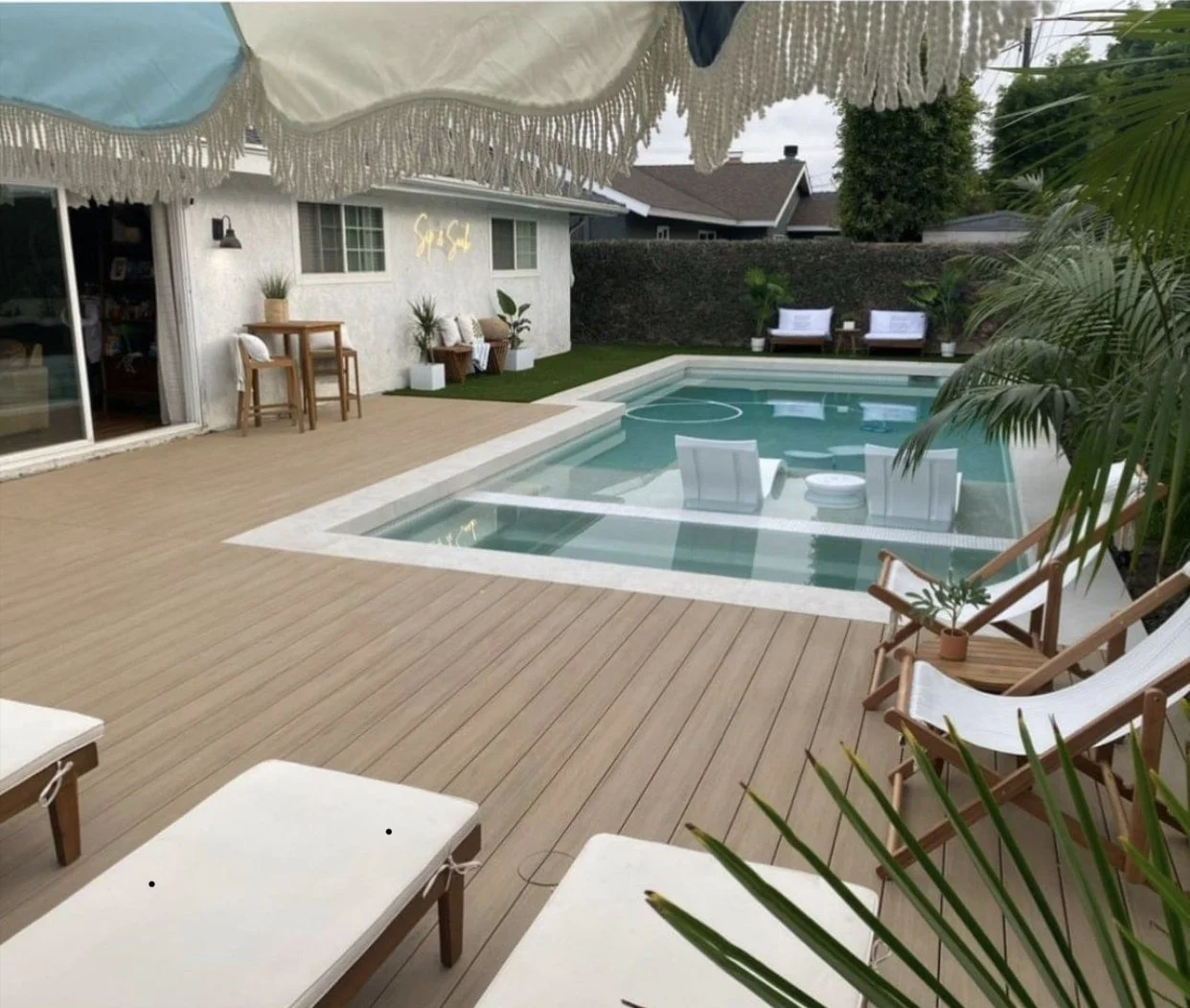 Custom backyard pool with outdoor kitchen — JSQ Improvements pool and outdoor living contractor