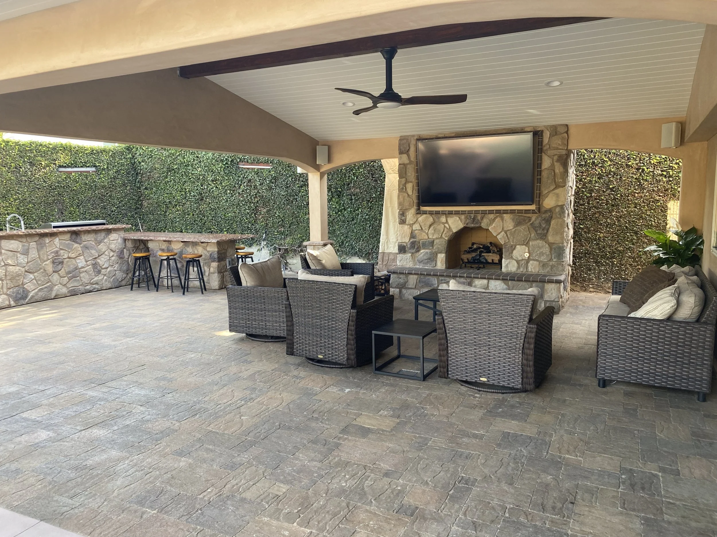 Backyard hardscape patio and deck construction near Huntington Beach — JSQ Improvements
